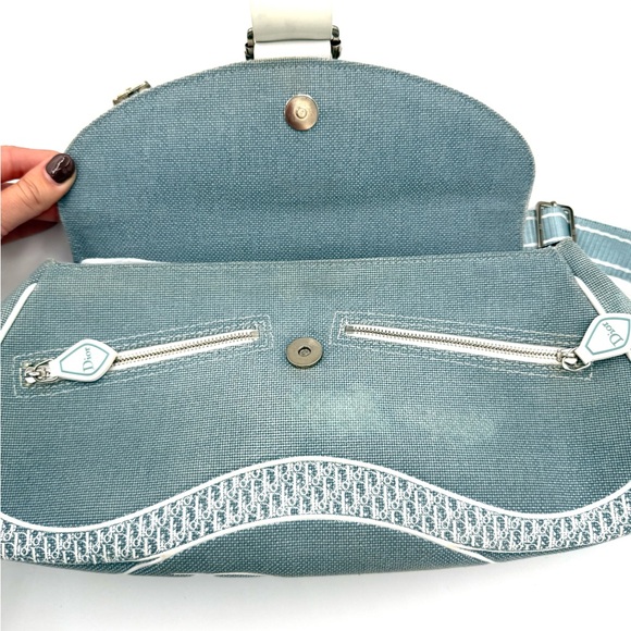 Dior Galliano Blue East West Baguette Saddle Bag - Picture 10 of 12